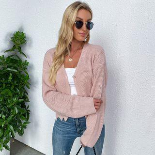 Plain Wavy Hem Cardigan