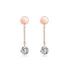 Fashion And Elegant Plated Rose Gold Geometric Round Tassel 316l Stainless Steel Earrings With Cubic Zircon Rose Gold - One Size