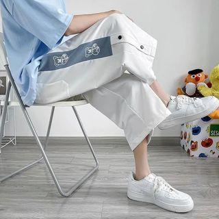 Print Panel Capri Loose Fit Pants