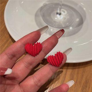 Heart Alloy Earring 1 Pair - Rose Pink - One Size