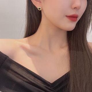 Bead Sterling Silver Ear Stud 1 Pair - E2996 - Gold - One Size