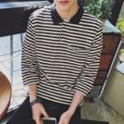 3/4-sleeve Striped Polo Shirt