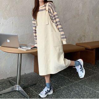 Set: Striped T-shirt + Overall Dress