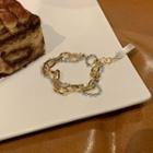 Chunky Chain Rhinestone Layered Bracelet Gold - One Size
