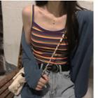 Spaghetti Strap Striped Top / Light Jacket