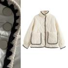 Woven Trim Quilted Jacket
