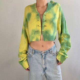 Tie Dye Cropped Pinned Cardigan