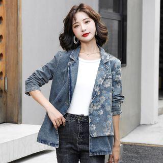 Floral Panel Denim Blazer
