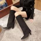 Square-toe High Heel Tall Boots
