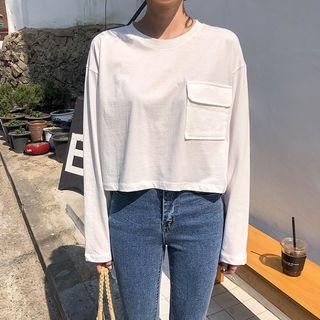 Flap-pocket Cropped T-shirt