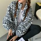 Leopard Zip Jacket Black & White - One Size