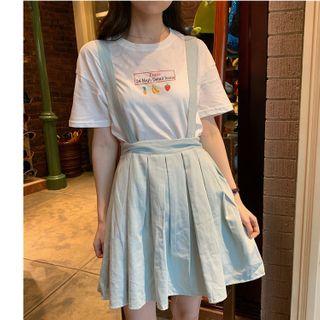 Pleated Mini A-line Jumper Skirt