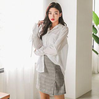 Beribboned-sleeve Wide-cuff Shirt