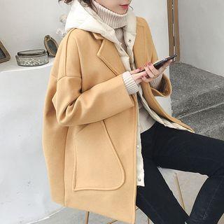 Set: Hooded Padded Vest + Open Front Coat