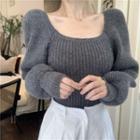 Puff-sleeve Knit Sweater