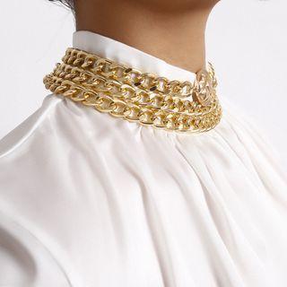Set Of 3: Chain Choker 0393 - Set Of 3 - Gold - One Size