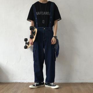 Detachable Suspender Straight Leg Jeans