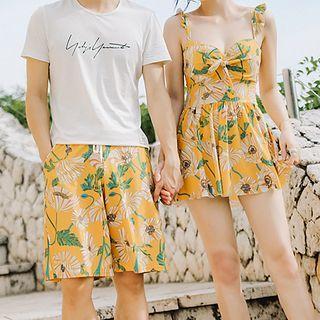 Floral Sleeveless Swimdress / Floral Swim Shorts