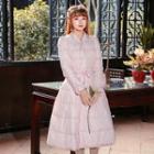 Padded Tie-waist Flare Long Coat
