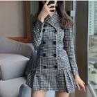 Double-breasted Plaid Mini Coatdress Dress - Plaid - One Size