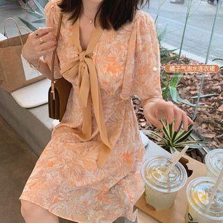 Floral Long-sleeve Blouse / Wide-leg Shorts / Mini A-line Dress