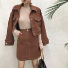 Set: Collared Jacket + Mini Skirt