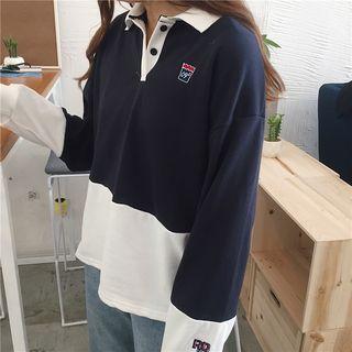Two Tone Long-sleeve Polo Shirt