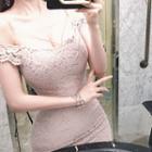Short-sleeve Strappy Laced Minidress