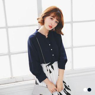 Band-collar Pearled Shirt