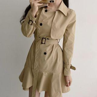 Ruffle Trench Coat