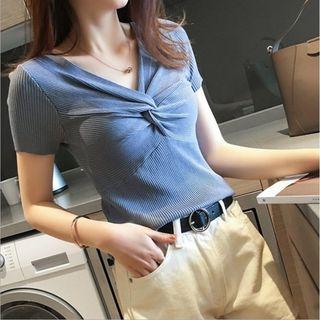 Short-sleeve Twisted Ribbed Tank Top