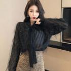 Tie Neck Furry Blouse