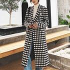 Gingham Button-up Long Coat