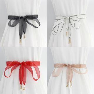 Faux Pearl Ribbon Waist Belt