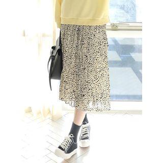 Crinkled Dotted Midi Chiffon Skirt