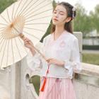 V-neck Printed Long-sleeve Top