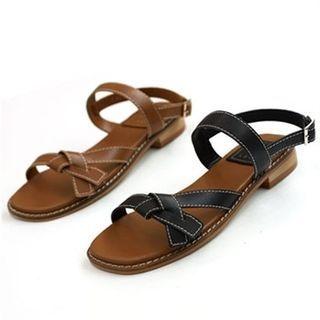 Genuine Leather Knot-trim Sandals