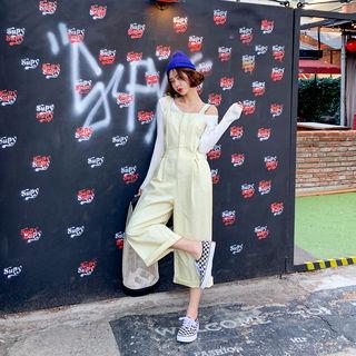 Tab-waist Cotton Overall Pants