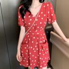 Dotted Short-sleeve Mini A-line Dress