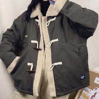 Toggle-button Fleece-lined Oversize Coat