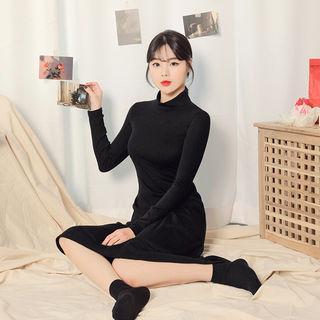 Mockneck A-line Pullover Dress