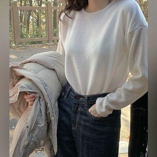 Drop-shoulder Fleece T-shirt