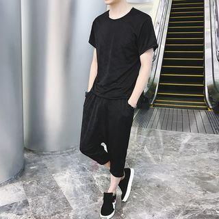 Set: Plain T-shirt + Cropped Pants