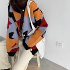 Color Panel Buttoned Cardigan Multicolor - One Size