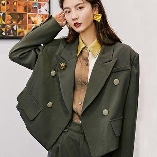 Double-breasted Blazer / Cropped Straight-fit Pants