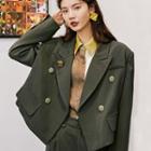 Double-breasted Blazer / Cropped Straight-fit Pants