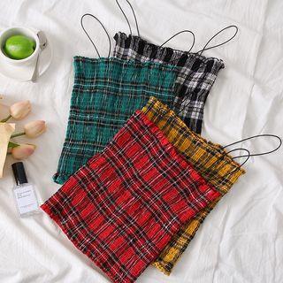Plaid Smocked Top