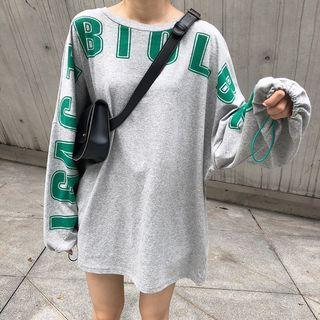 Long-sleeve Loose-fit Lettering T-shirt