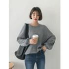 Round-neck Balloon-sleeve Fleece Pullover