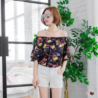Off-shoulder Floral Printed Top